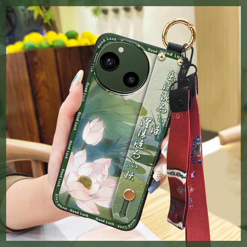 Wrist Strap Lanyard Phone Case For Sharp Aquos R9/SH-51E Wristband Kickstand Waterproof Fashion Phone Holder Silicone