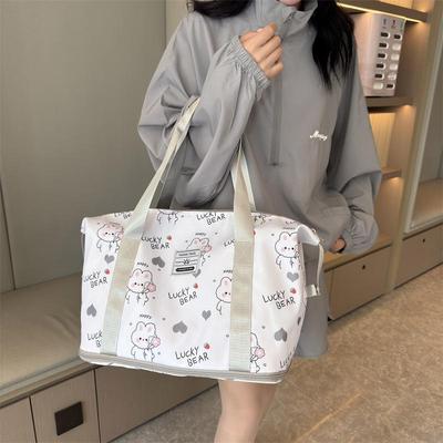 Expandable Cartoon Print Travel Bag: Large Capacity for Pregnant Women, Wet/Dry Separation, Ideal for Gym and Handheld Use