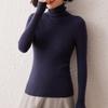 Women's High Neck Cashmere Sweater: Slim Fit Long Sleeve, Stacked Collar Knit for Autumn/Winter