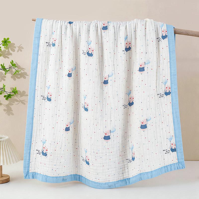 Grade A All-Cotton 6-Layer Baby Bath Towel - Soft, Absorbent, Printed Gauze for Newborns