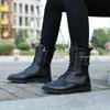 Men's Mid-calf Boots Fashion Outdoor Casual Boots Waterproof Leather Boot Plush Warm Winter Boots for Men Motorcycle Boot Botas
