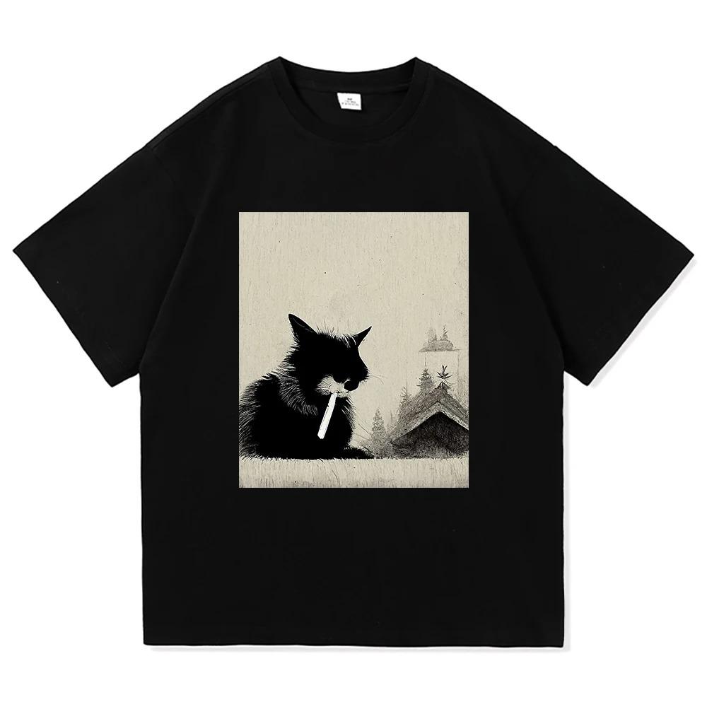 Huh Cat Meme TShirt Japanese Style Funny Cat Vintage Harajuku 100 Cotton Unisex Premium Short Sleeve Men And Women Tshirts