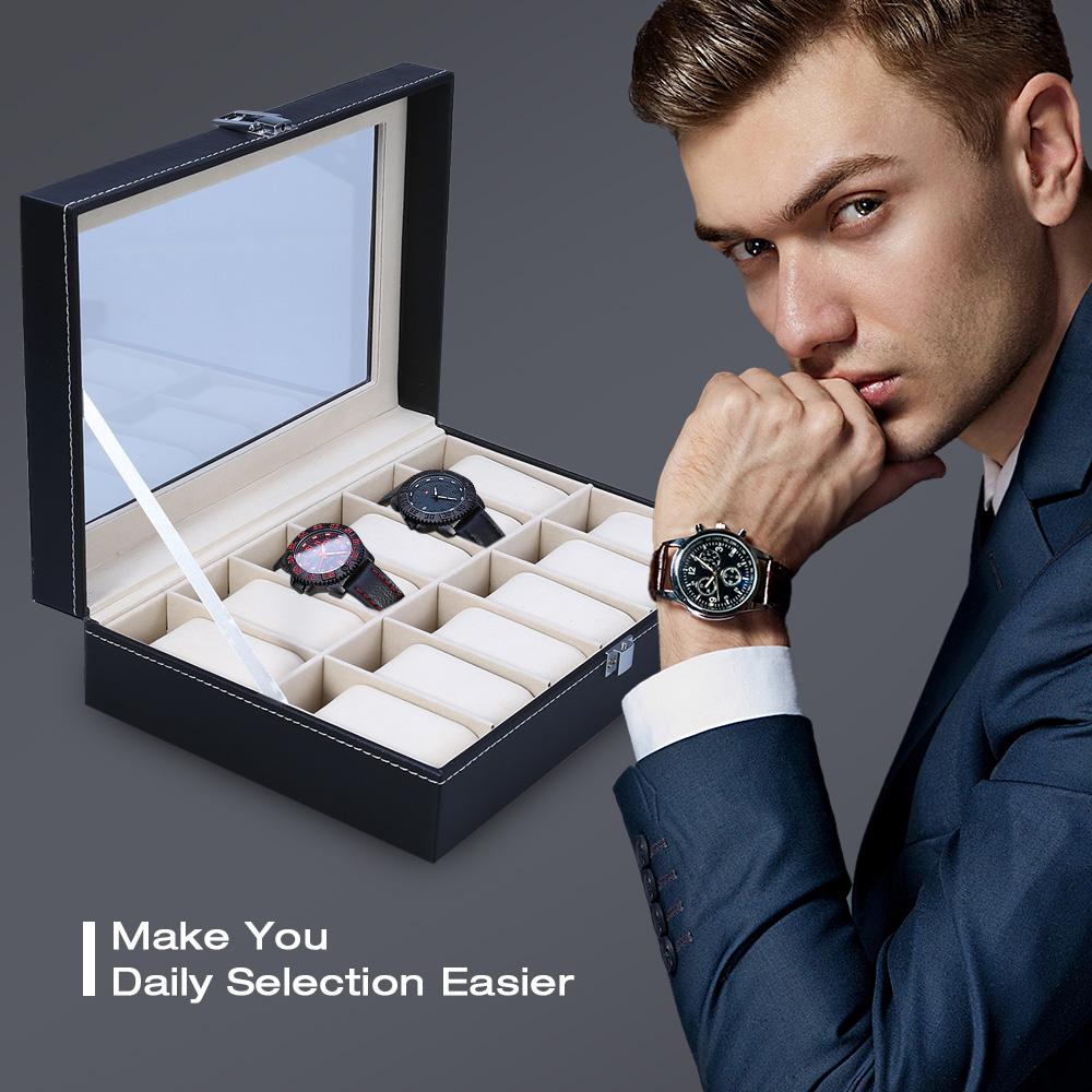 2020 New Fashion 12 Gids Leather Watch Box Jewelry Display Box Watches Case Jewelry Storage Organized Cajas Para Relojes