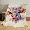 1pc cow, floral Outdoor Flannel Blanket Soft Warm All-Season Throw for Sofa Bed Car Camping Office, Cozy Gift Idea1324S