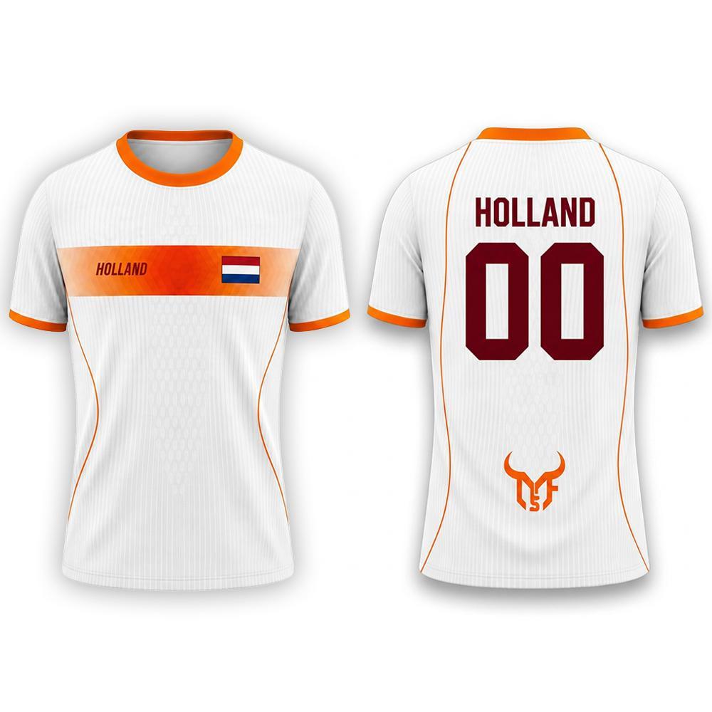 Netherlands Flag Print Football Jersey Outdoor Casual Breathable Short Sleeve Tops Summer Men Gym Sports Training Soccer T-shirt