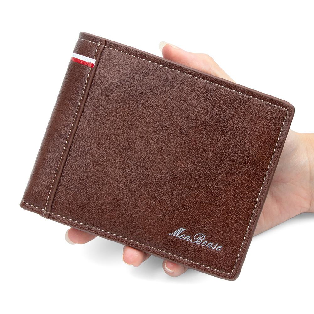 Schoolbag Fashion Splicing Hinge Men's Short Wallet Large Capacity Tri-fold Multi-card Position Multifunctional Broken Silver Bag Wallet Wholesale
