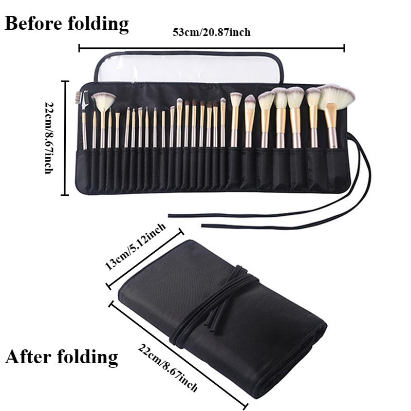 Large Capacity Makeup Brush Storage Bag, Storage Folding Bag, Nylon Makeup Brush Bag, Makeup Artist Tool Bag, 26 Hole Makeup Bag