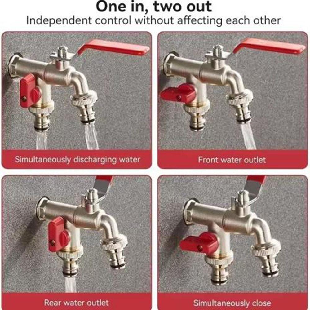 1 Inlet 2 Outlet Dual Nipple Faucet Universal Double Valve Faucet  Washing Machine
