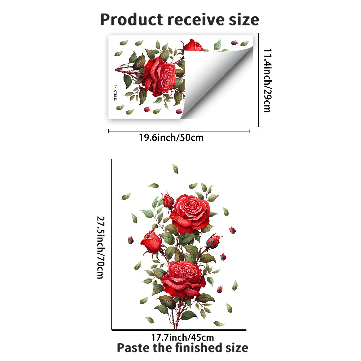 

Красные Розы Цветочный Узор Наклейки на Стену для Декора Гостиной и Спальни 70*45cm