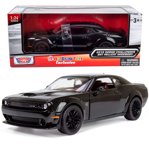 

All Star Toys 2018 Dodge Challenger SRT Hellcat Widebody Black with Red Interior 1/24 Scale Diecast Model Kit by Motormax 79350 Limited Edition (79350