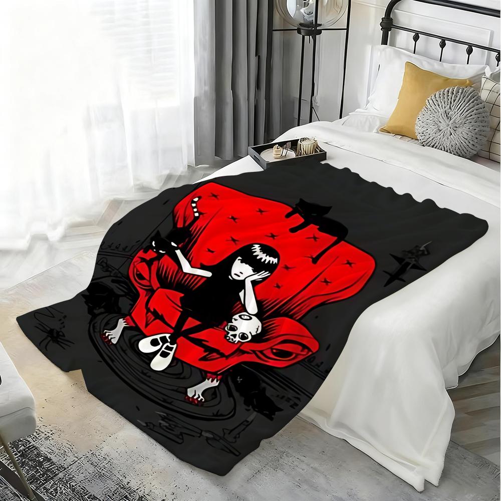 Character E-Emily the Strange Throw Lightweight 240g Flannel Blanket Soft Skin-friendly for Summer Cooling