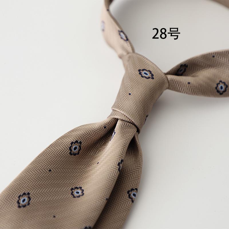 Retro Gentleman Style French 8Cm Men'S Tie, Dark Green Coffee Burgundy Stripe Occupation