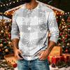 Men's Casual Shirt with Raglan Three-Quarter Length Sleeves Christmas Print Pullover