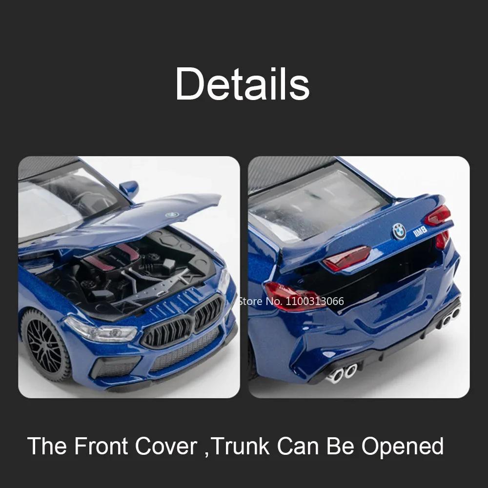 1:32 Scale M8 Models Toys Diecast Cars Doors Opened Rubber Tires Miniature Vehicle Light Music Police Car for Boys Perfect Gifts