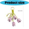 Elegant Tulips Shaped Leather Keychain With Beaded Accent For Bags And Keys Stylish Accessory Gift