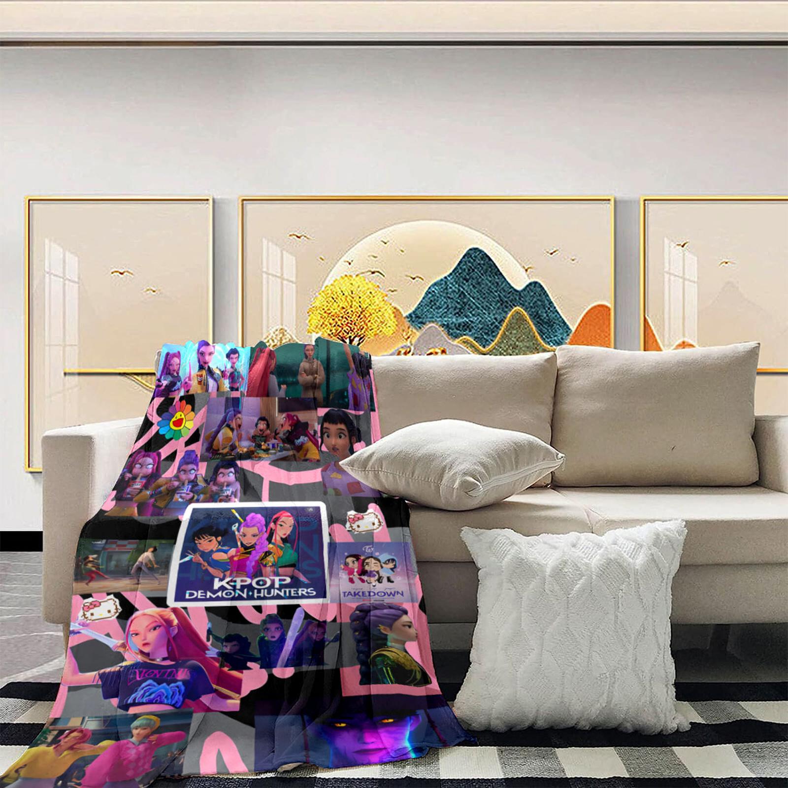 

This Cozy Blanket Features A And Print Inspired By Witcher Girls, Showcasing The Characters In Action. One Size