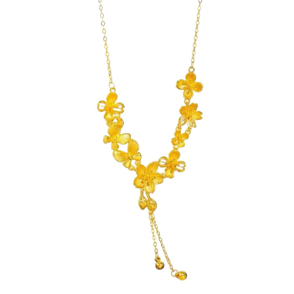 Elegant Gold Floral Tassel Necklace for Women - Perfect Gift for Girlfriend