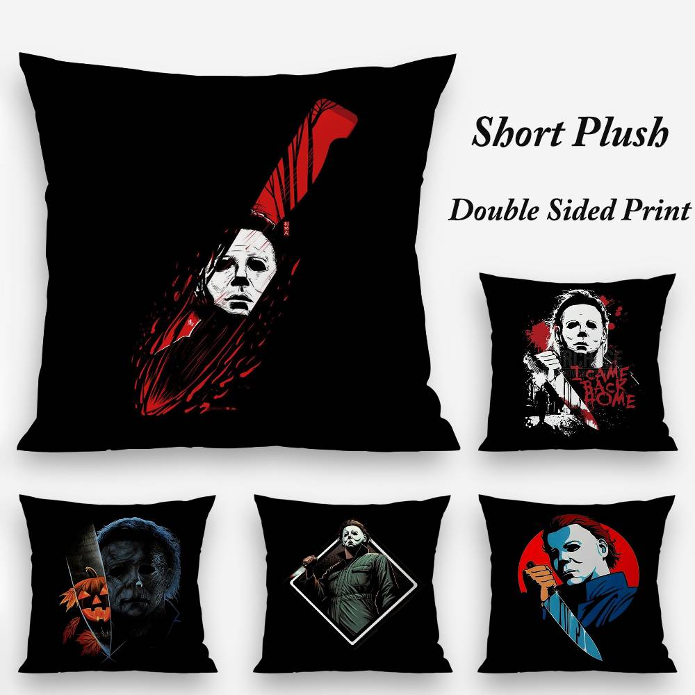 M-Michael-Myers Horror Halloween Pillow Case Plush Fabric Soft Double Sided Print Home Sofa High Quality Cushion Cover Throw
