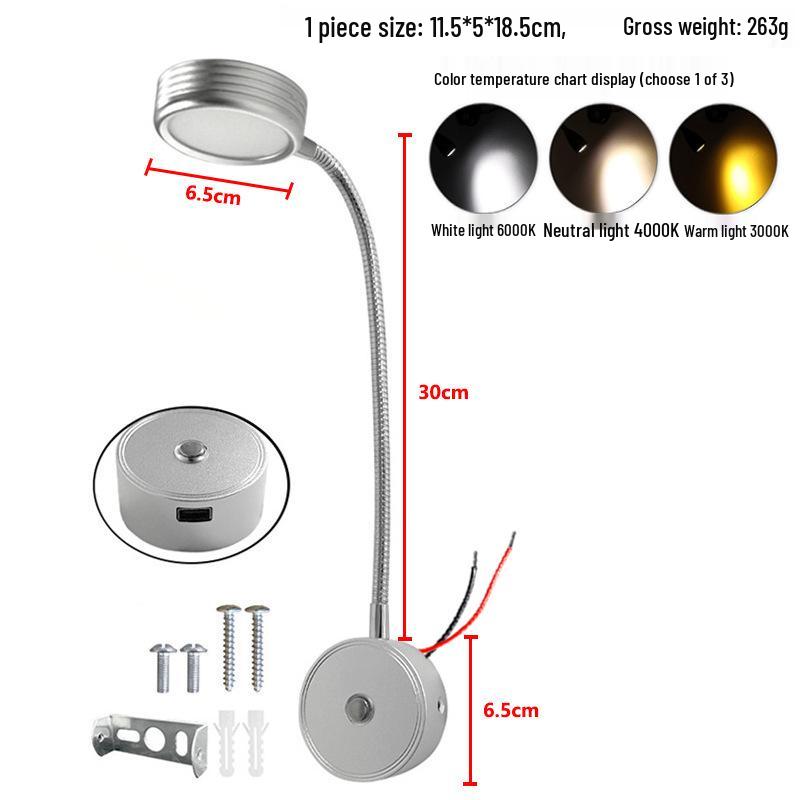 Gooseneck LED Reading Light for RVs and Boats with Touch Dimming