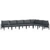 7 Piece Garden Sofa Set with Cushions Black Steel