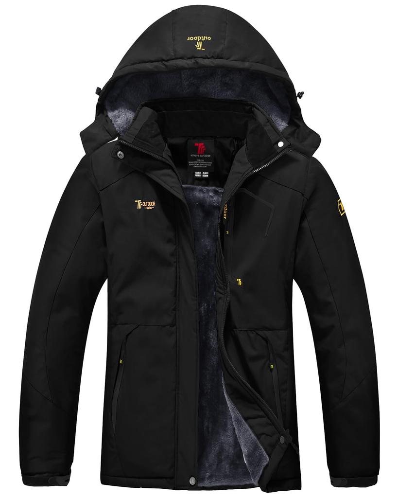 YSENTO Winter Jacket with Fleece Stand and Detachable and Warm for and Motorcycle Size 4XL Women's Lining, Collar, Hood, Windproof, Water-Repellent,