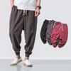 2022 Men's Loose Linen Ankle-Length Drawstring Trousers - Youthful Spring/Summer Style, Plus Size, Solid Color.