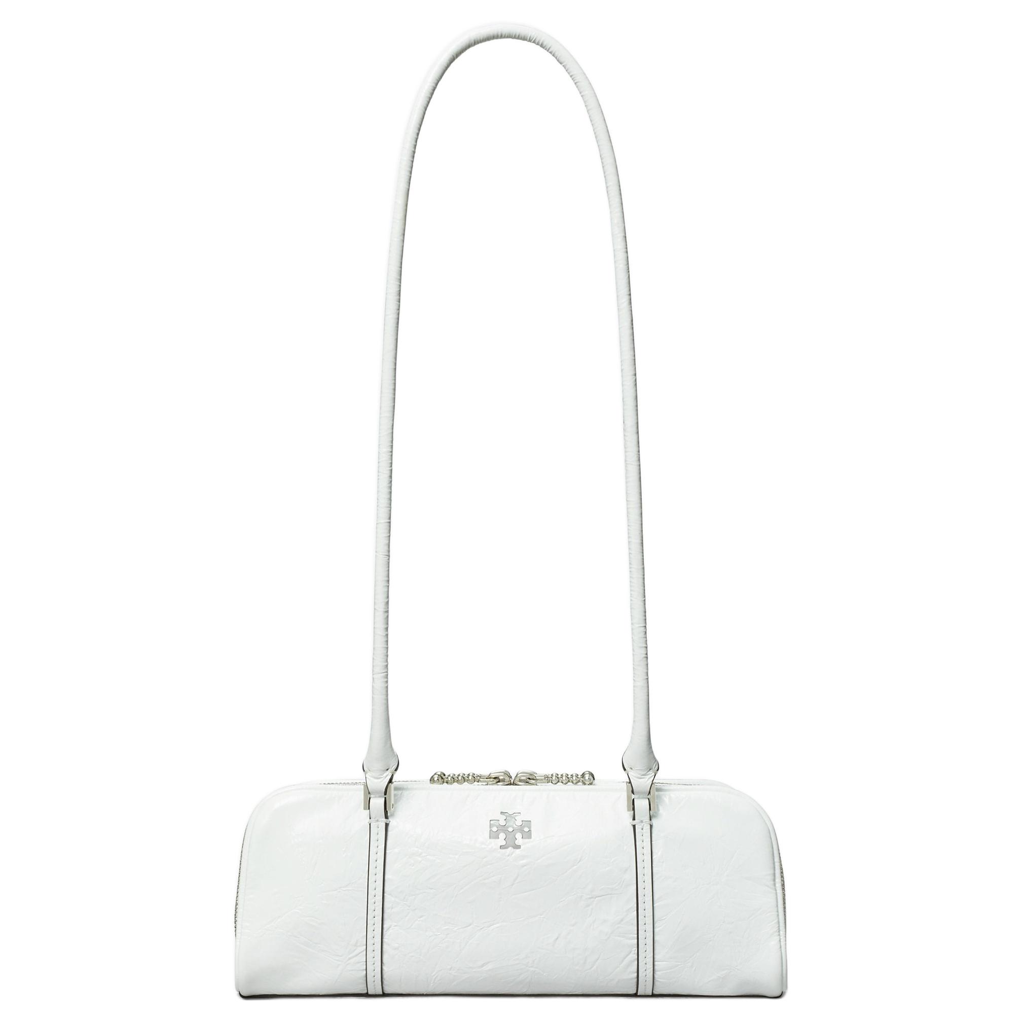 

Tory Burch Mini Double T Shape Pleated Leather Tote Shoulder Bag Women bags White 163340-100 Basic Set (Bag+Dust Bag)