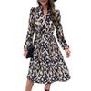 2023 Fashion Women's Pleated Print Dress Long Sleeves Dress