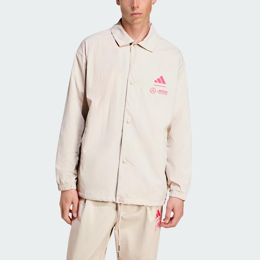 Adidas Sportswear Mercedes - AMG Petronas Formula One Team Summer Coach Loose Comfortable Polo Long Sleeve Jacket Men Jackets Light-Brown JW3362