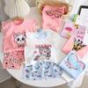 Girls' Summer Flutter Sleeve Top & Shorts Set - Korean Style Two-Piece Children's Outfit