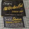Sears 70s Vintage Glen Check All Weather Coat Gray Chester Men's Used
