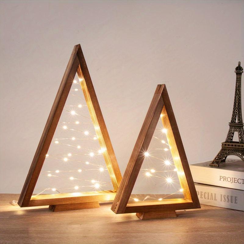 Wood Christmas Trees with Lights, Modern Farmhouse Christmas Tree Table Centerpiece Decoration for Home Party Table