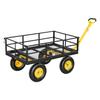Steel Garden Cart, 544 Kg Heavy Duty Pullable Garden Wagon Yard Cart, 2 In 1 Outdoor Metal Utility Wagon Yard Trailer with 330 Mm All Terrain Tires,