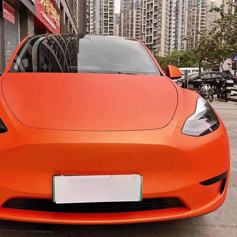 

Metallic Matte Satin Ice Orange Car Wrap Stickers Color Change Vinyl Film Bubble Free Car Wrapping Sticker Auto Accessories 10x152cm