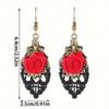 Alloy Rose Earrings for Women, European and American Fashion Retro Gothic Versatile Dark Style Earrings