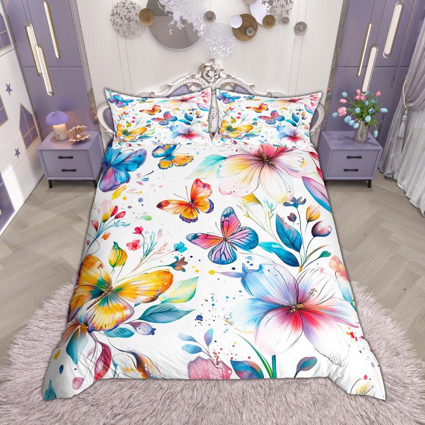 Comforter Homewish Chic Butterfly For Girls Flower Floral Bedding Set Animal Wildlife Set