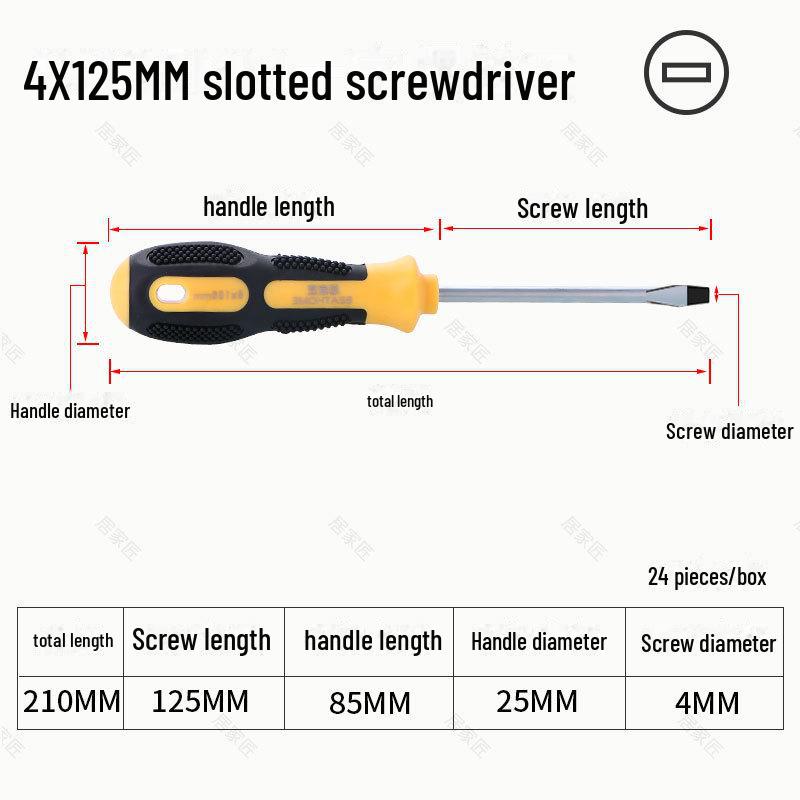Industrial Grade Cross Flat Head Screwdriver Tool with Strong Magnetic Tip and Non-Slip Handle.