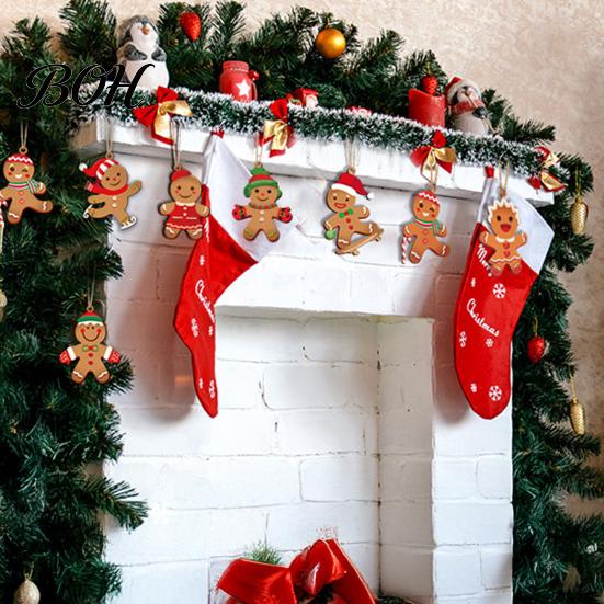 Winter Wonderland Decor Gingerbread Man Hanging Ornaments, Wooden Figure Pendants, Xmas Tree Rustic Christmas Decorations for Tree, Party Favors