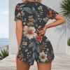 Womens Short Sleeve One Piece V Neck Plus Size Jumpsuit