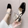 Patent Leather Temperament Skirt Coarse Heel High Heel Single Shoes Women's Summer Mary Jane Sandals Gentle Wind Formula Head