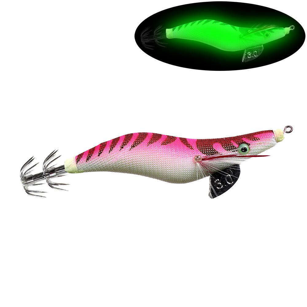 Приманка Светящаяся Деревянная Креветка Большеглазый Кальмар Креветка Искусственная Приманка 2.0 2.5 3.0# Кальмар Каракатица Морская Рыбалка Крючок-Зонтик 8CM 7.2G