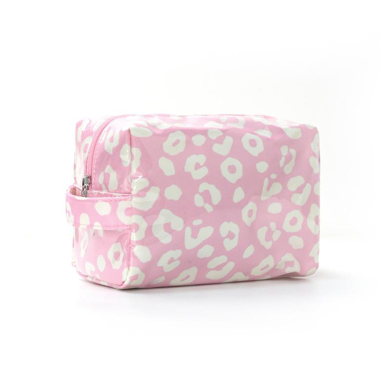 Trendy Pink Stripe Makeup Bag Large Capacity for Lipsticks in Travel Handbag Scenario