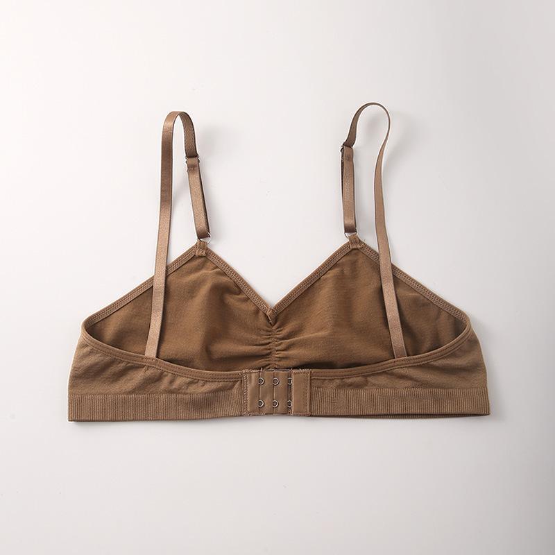 European Size Women's Solid Color Single Cup Bra Seamless No Steel Ring Push Up Underwear Summer Thin Large Size Bralette