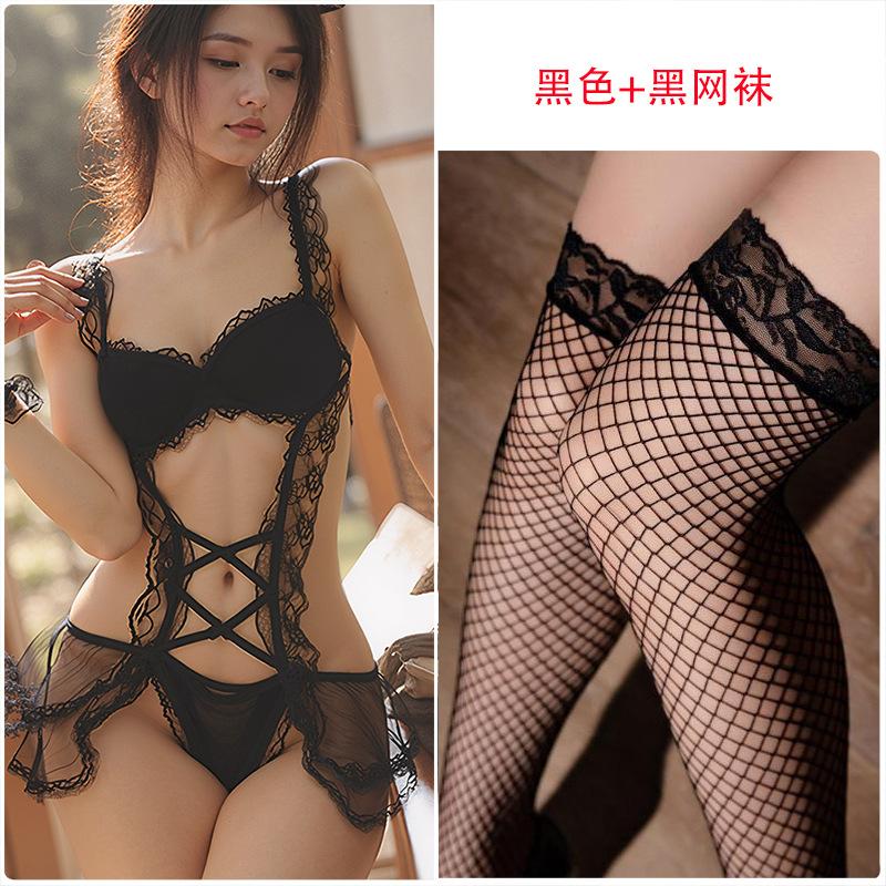 Sexy Lingerie Sexy Perspective Dress Lace Onesie Maid Suit Uniform Seduction Fun Tease