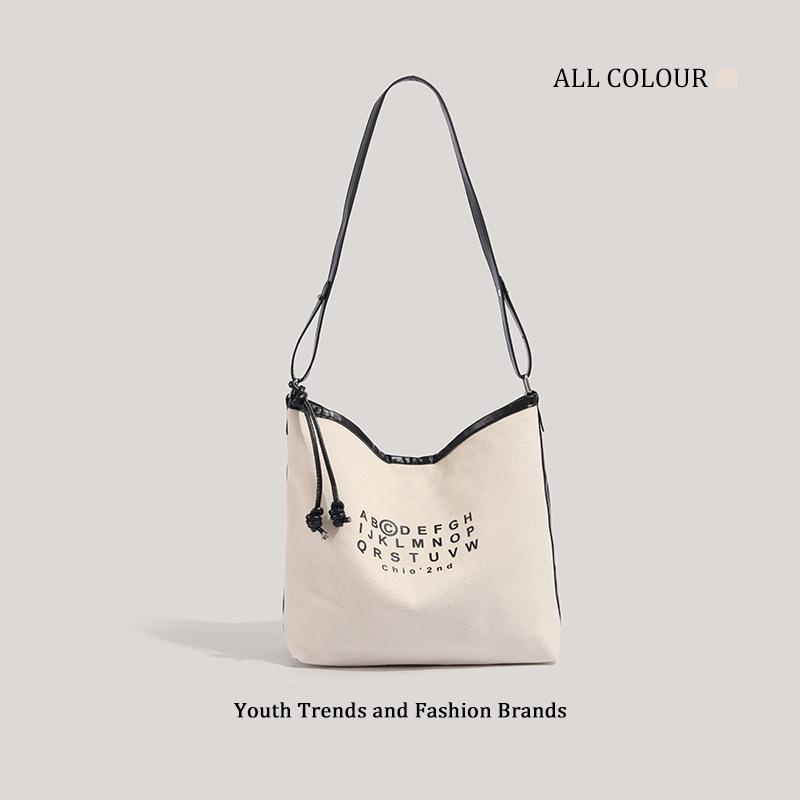 

Холщовая сумка-тоут большой вместимости «Четыре сезона» – Летняя повседневная сумка через плечо 2025 грязно-белый