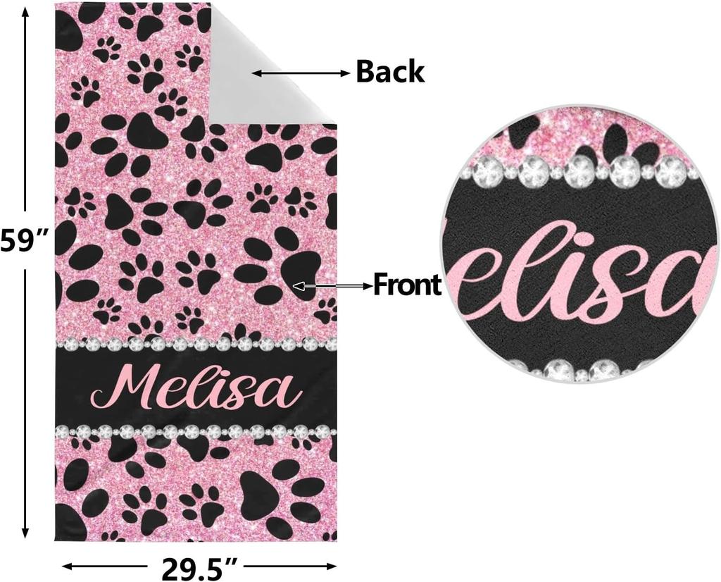 Dog Paw Print Beach Towel for Pet Lovers Dog Mom Gift Bath Wrap Polyester Material Cute Puppy Gift for Dog Owners R