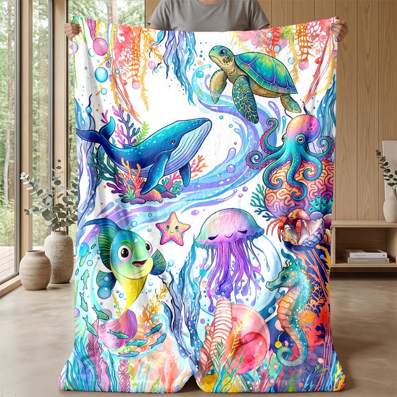 Underwater Dolphin Fantasy 1 Theme blanket Lightweight Warm Flannel Blanket Decorative Throw Blanket for Home Decoration