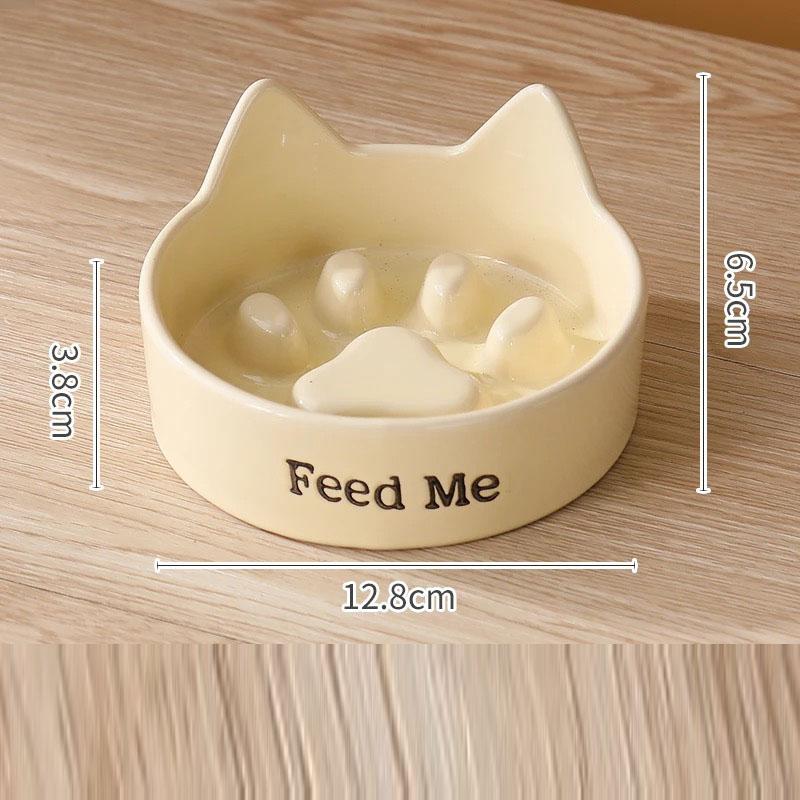 

Creative Ceramic Anti-Choking Slow Eating Dog And Cat Bowl with Wooden Frame, Large Bore Dogs Food Bowls, Pet Supplies, 1Pc