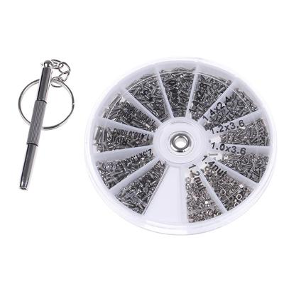 600Pcs Tiny Screws Nut + Screwdriver Watch Eyeglass Glasses Repair Tool Set