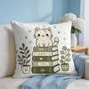 Cushion Cover The Cat on the Book Short Plush Soft DoubleSided Printing Pillow Case Cozy Sofa Bedroom Home Decor Gift